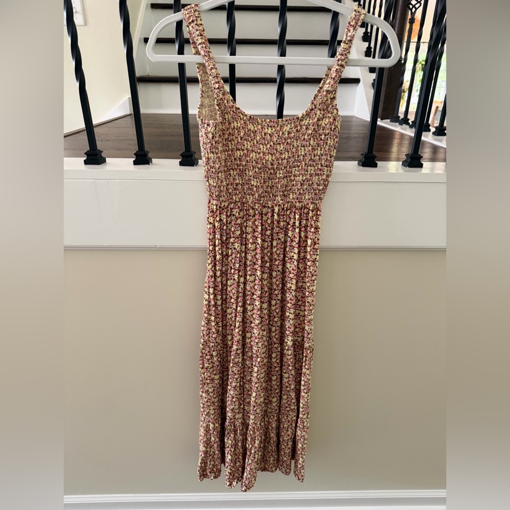 Maaji Smocked Floral Maxi Dress in Pink and Cream size small